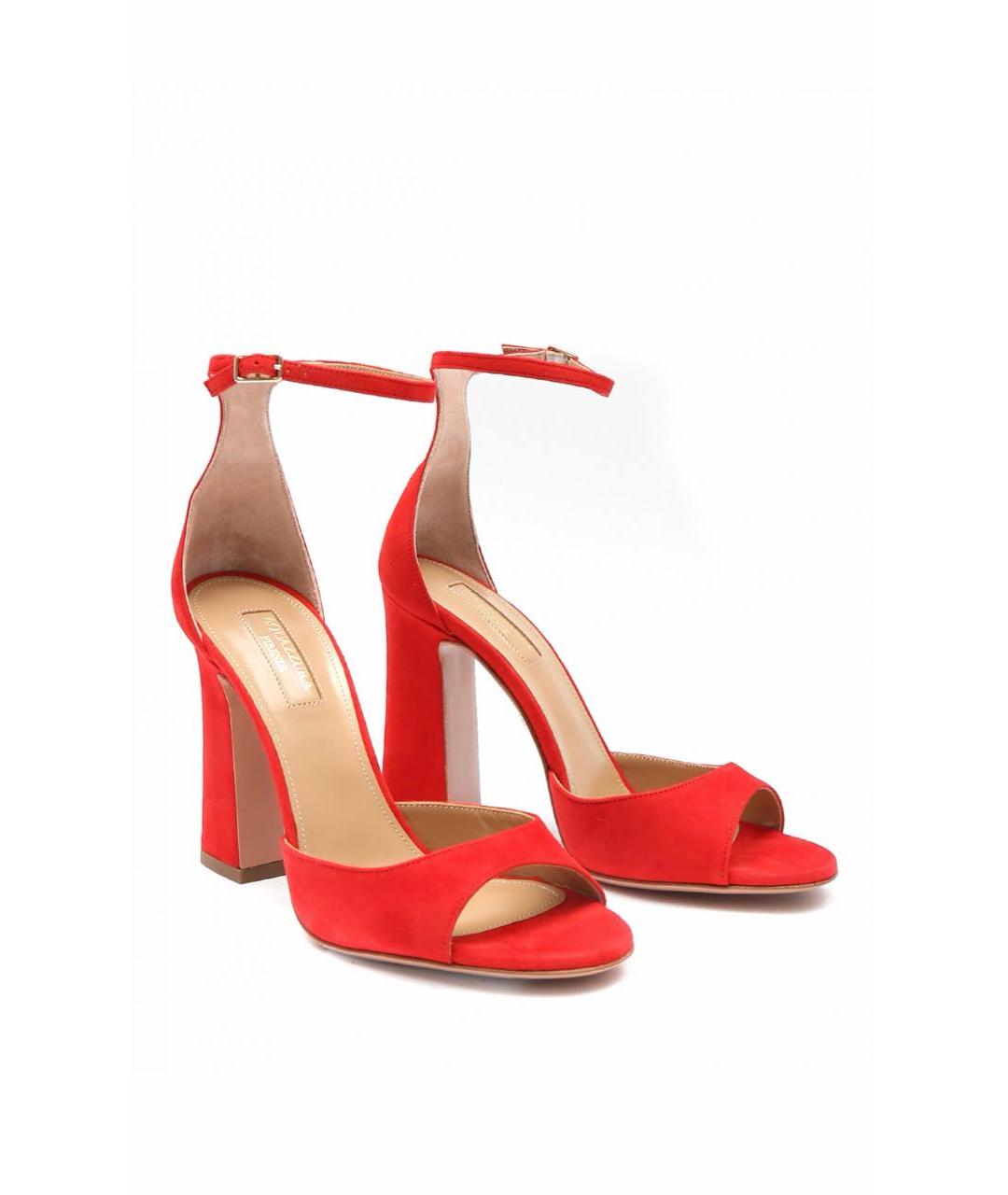 AQUAZZURA Красные замшевые босоножки, фото 2