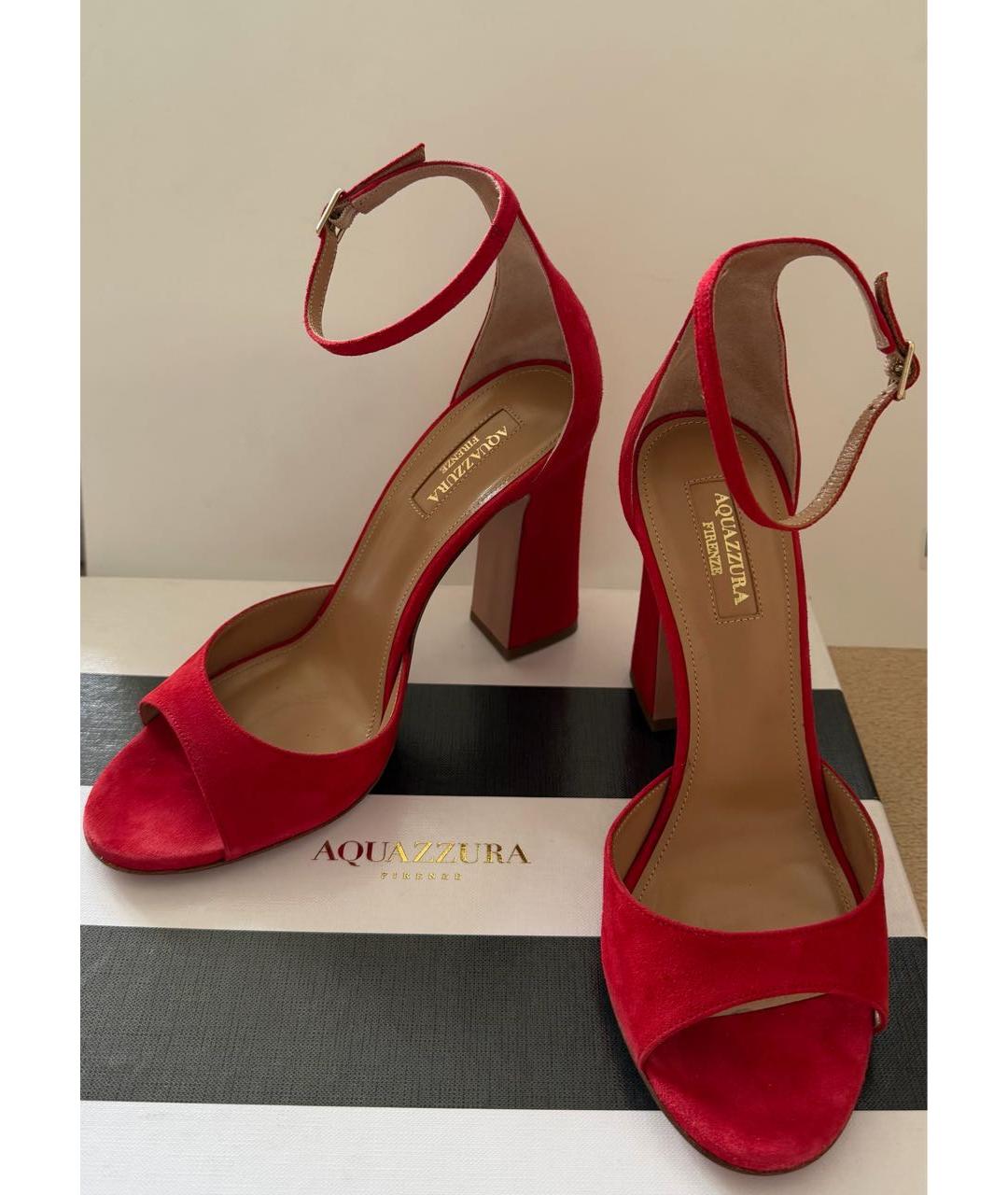 AQUAZZURA Красные замшевые босоножки, фото 5