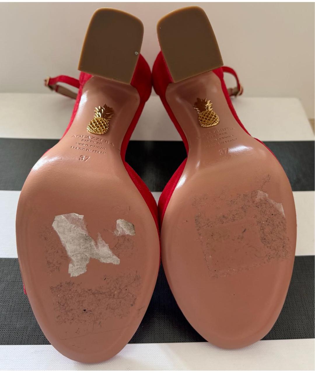 AQUAZZURA Красные замшевые босоножки, фото 7