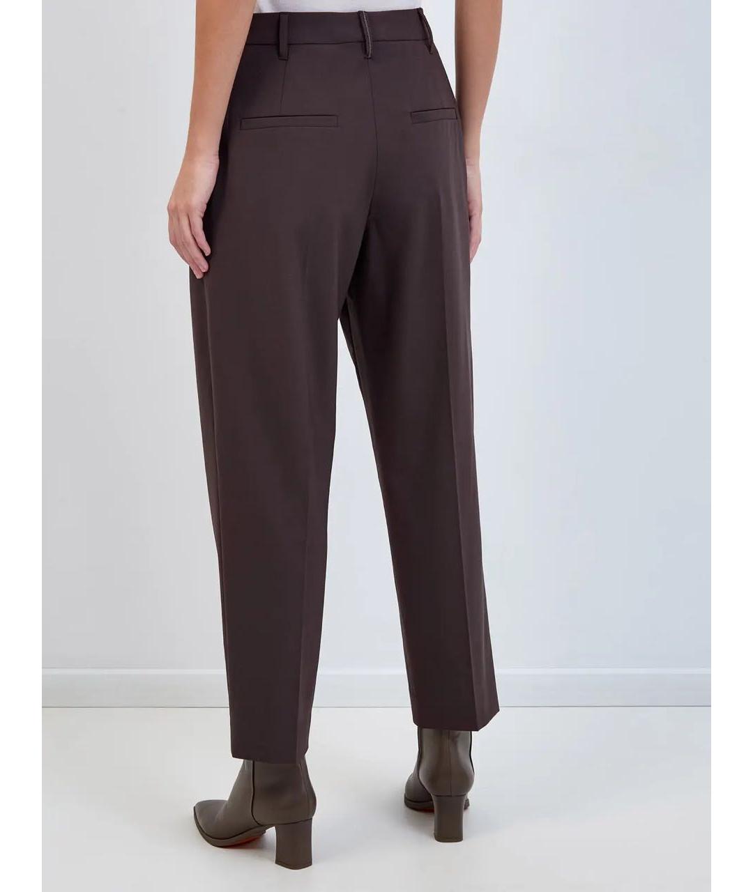 BRUNELLO CUCINELLI Коричневые шерстяные брюки узкие, фото 3