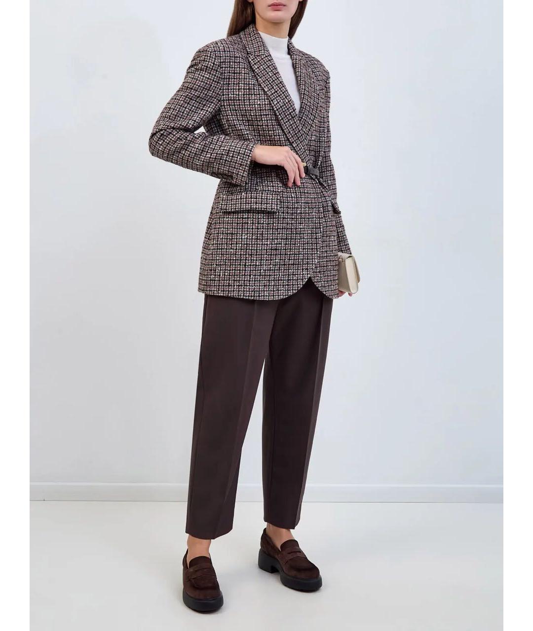 BRUNELLO CUCINELLI Коричневые шерстяные брюки узкие, фото 6