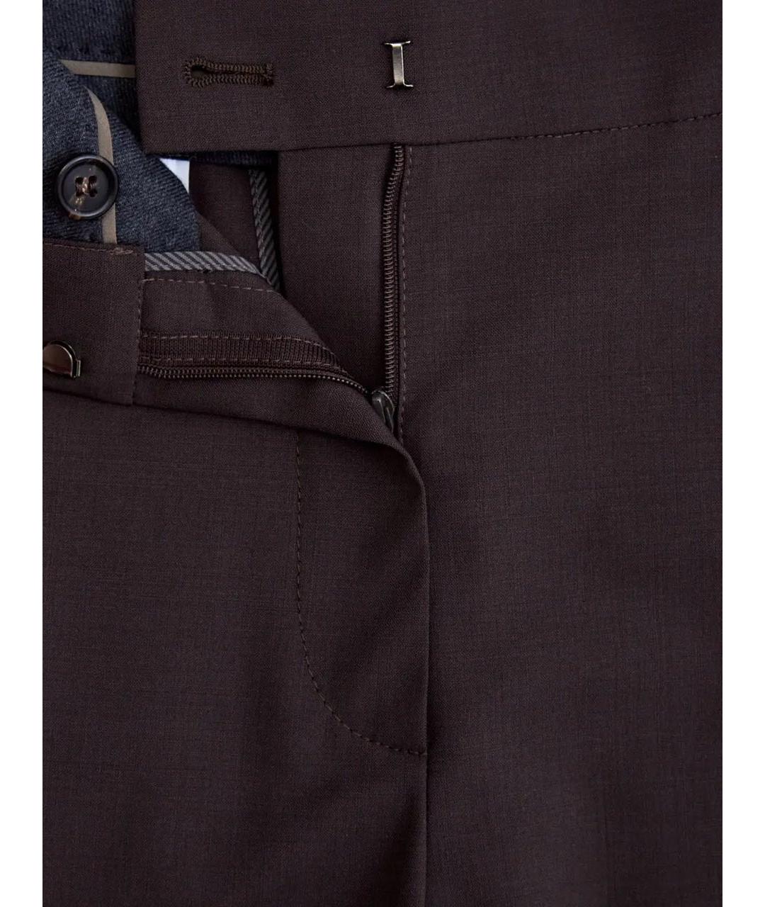 BRUNELLO CUCINELLI Коричневые шерстяные брюки узкие, фото 5