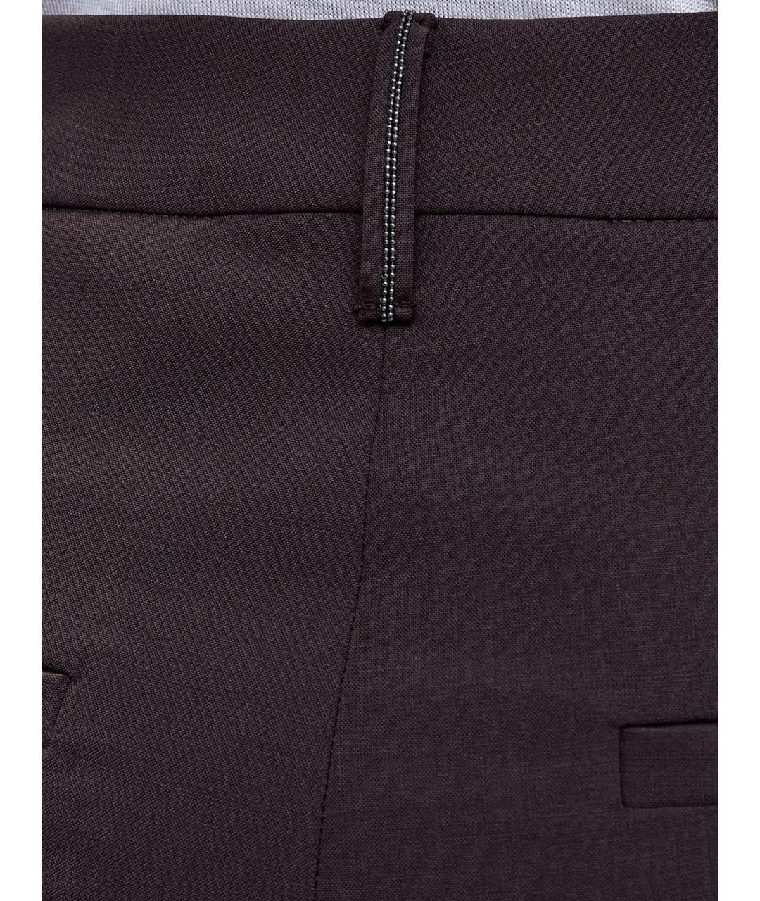 BRUNELLO CUCINELLI Коричневые шерстяные брюки узкие, фото 4