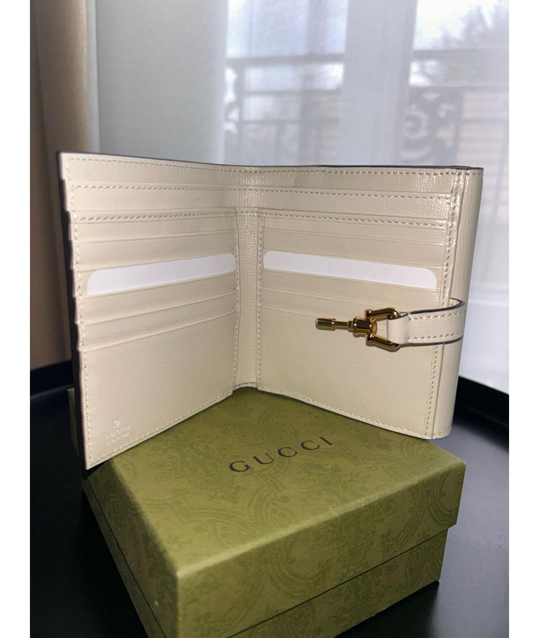 GUCCI Белый кожаный кошелек, фото 5