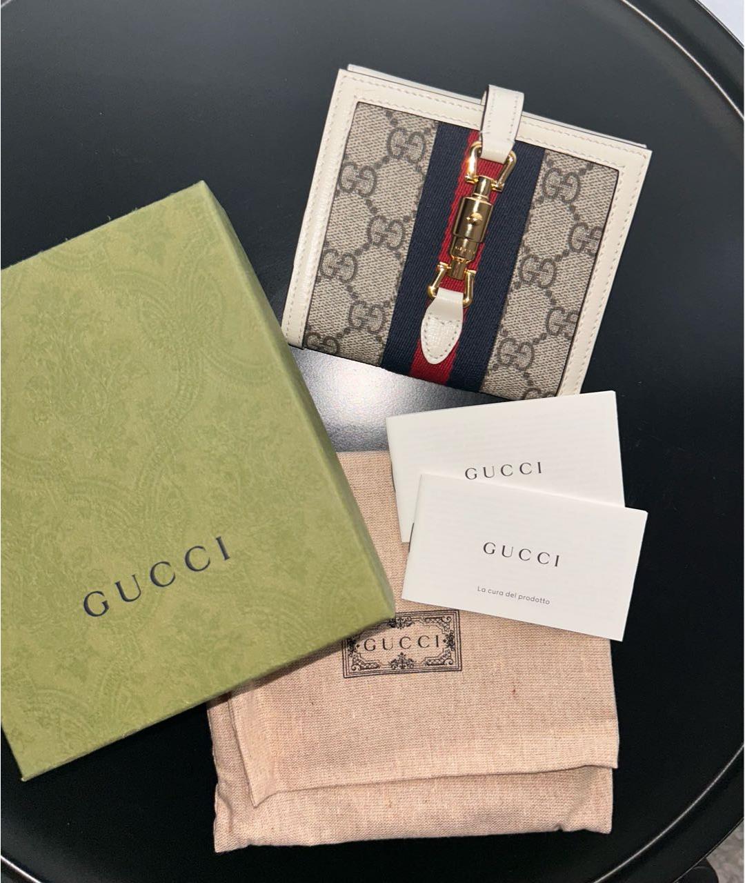 GUCCI Белый кожаный кошелек, фото 4