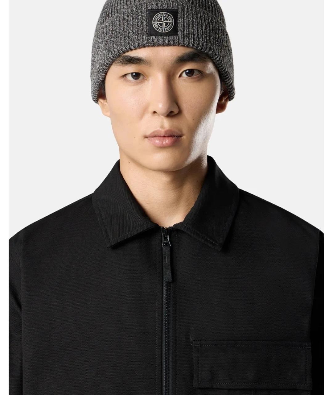 STONE ISLAND Черная хлопковая куртка, фото 3