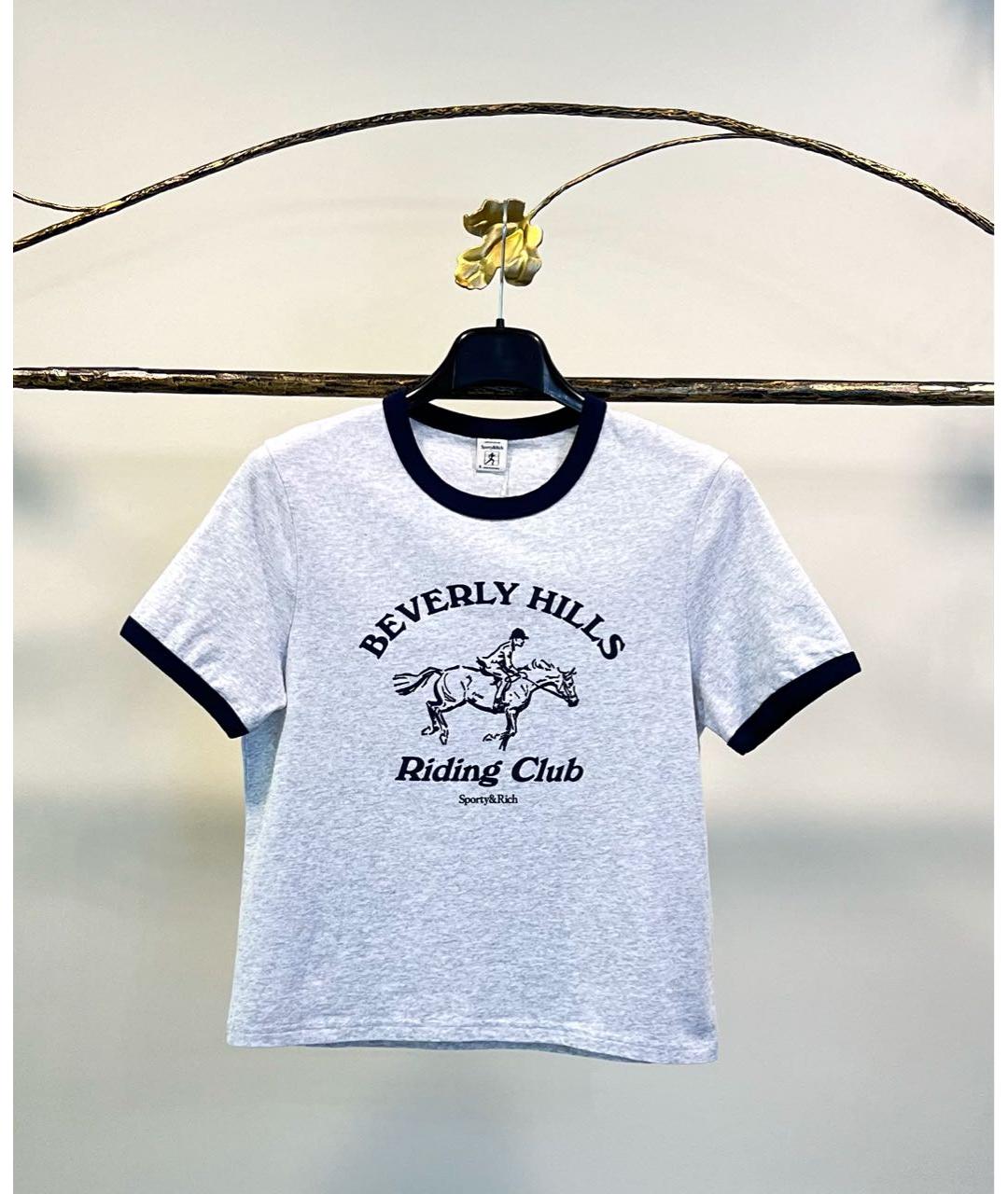 SPORTY AND RICH Серая хлопковая футболка, фото 8