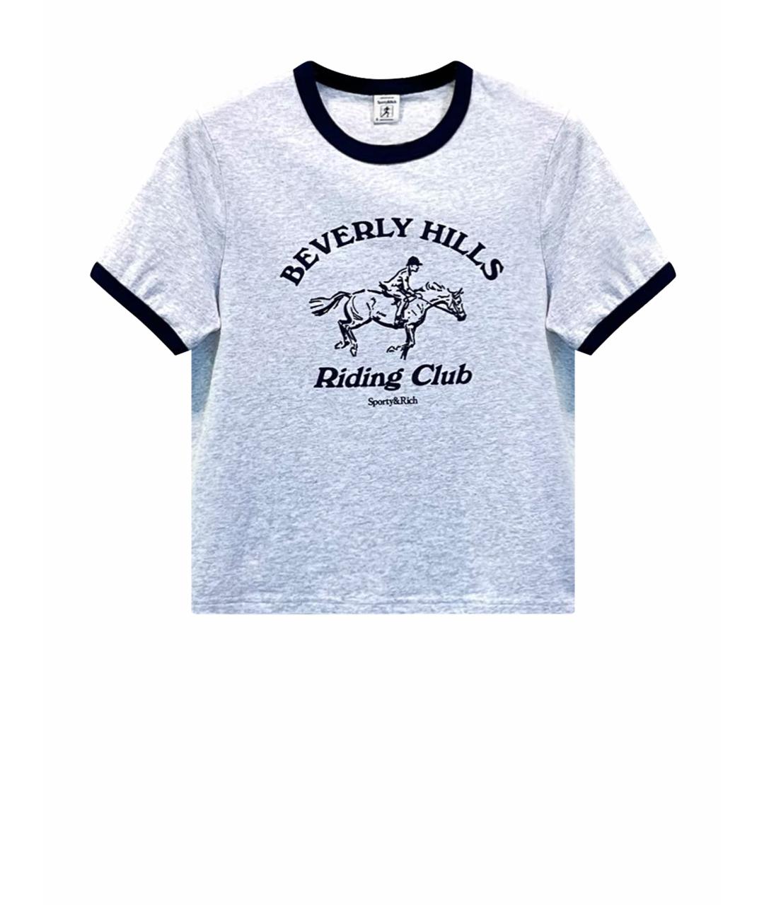SPORTY AND RICH Серая хлопковая футболка, фото 1