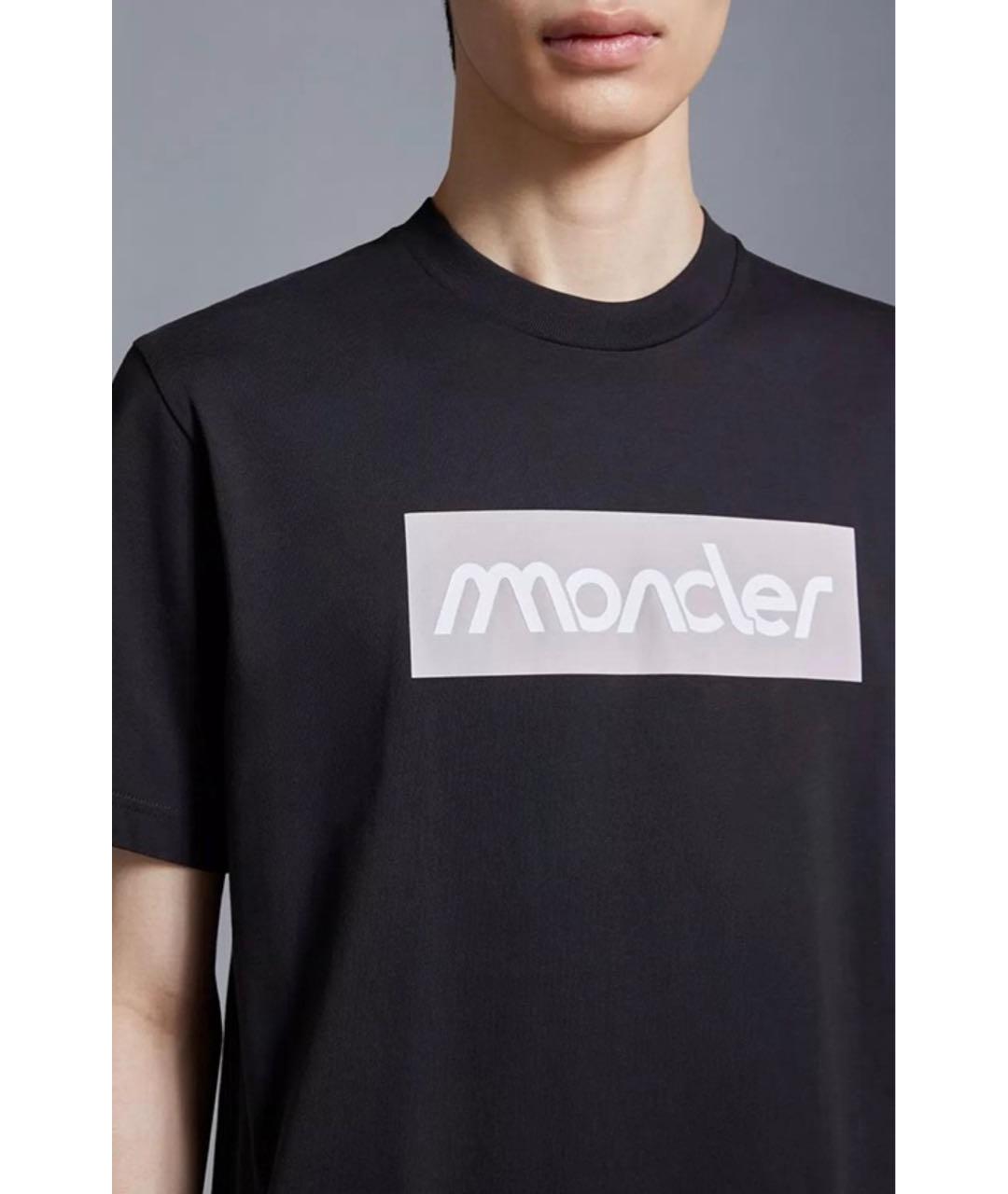 MONCLER Черная хлопко-эластановая футболка, фото 4