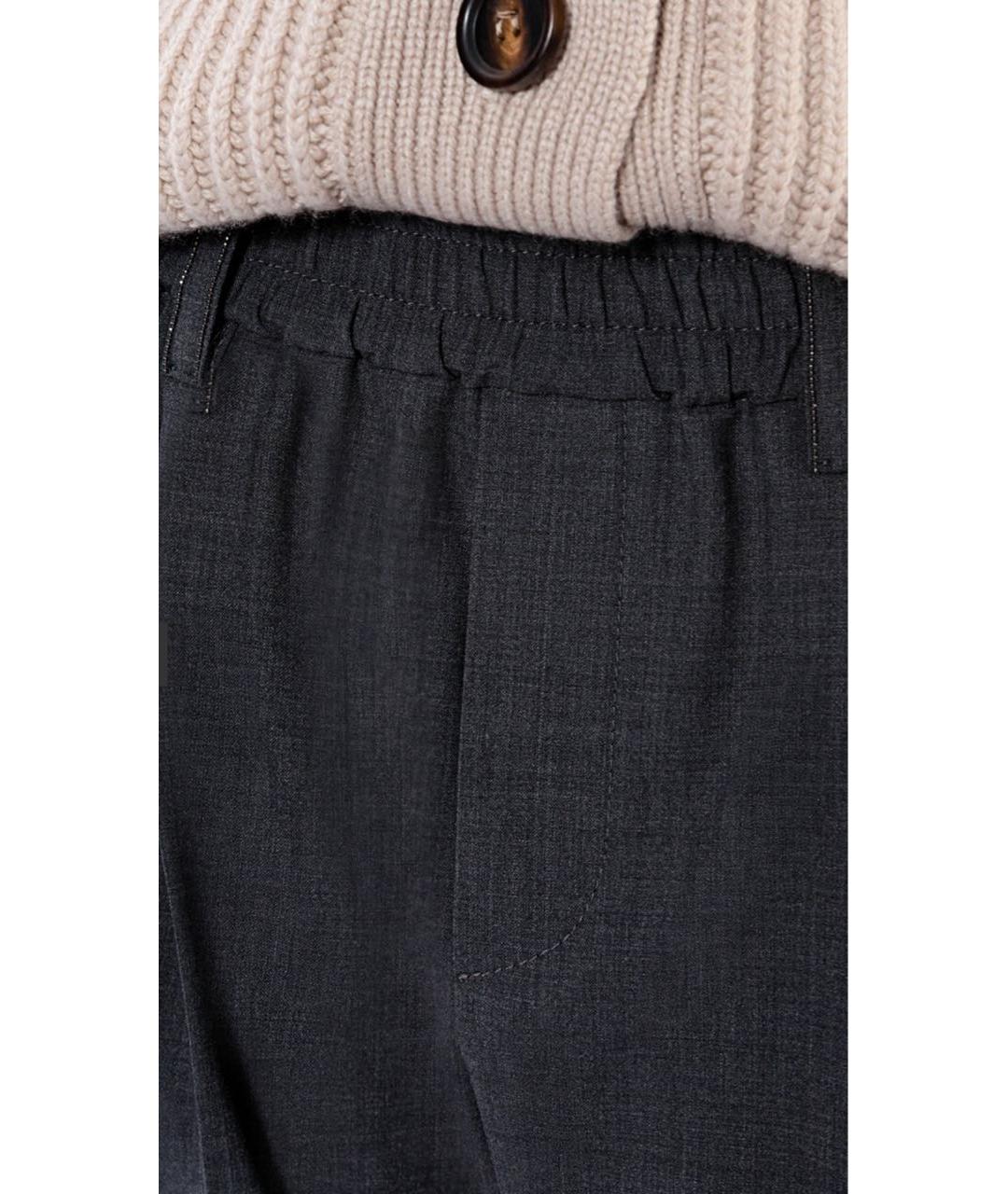 BRUNELLO CUCINELLI Антрацитовые шерстяные брюки узкие, фото 5