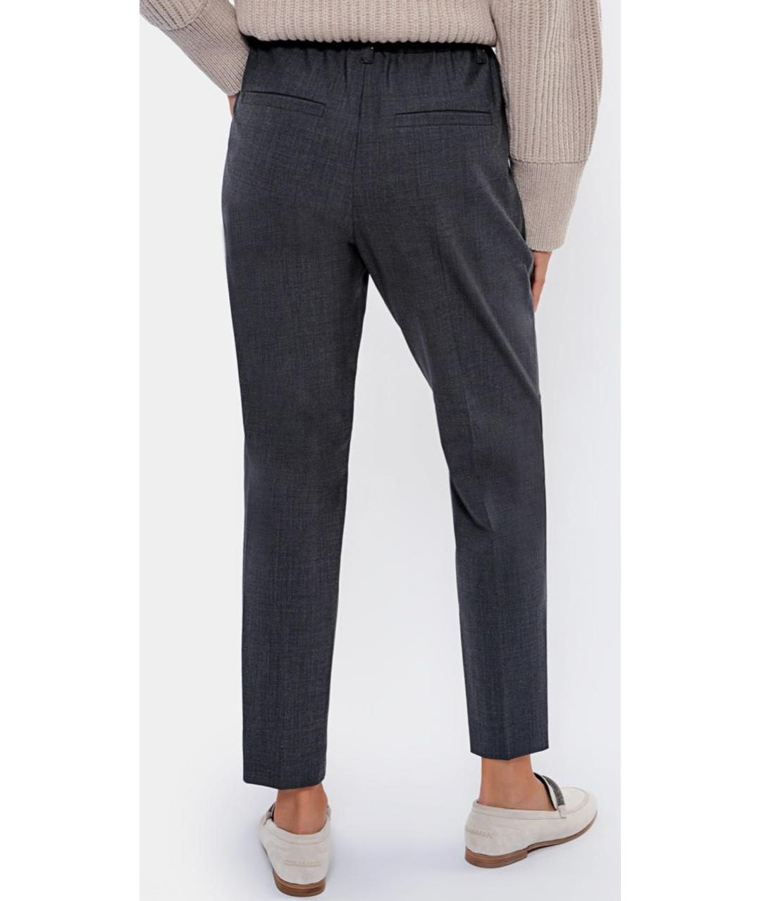 BRUNELLO CUCINELLI Антрацитовые шерстяные брюки узкие, фото 4