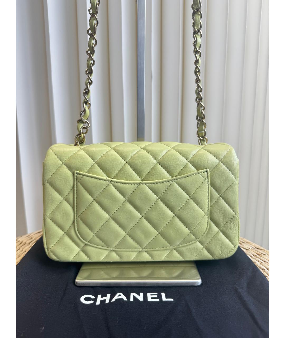 CHANEL Салатовая кожаная сумка через плечо, фото 3