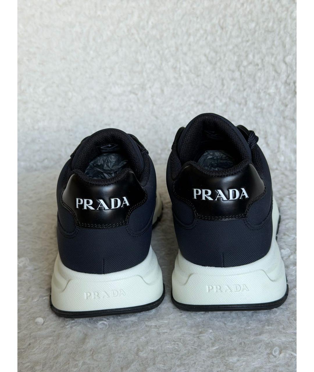 PRADA Темно-синие текстильные низкие кроссовки / кеды, фото 3