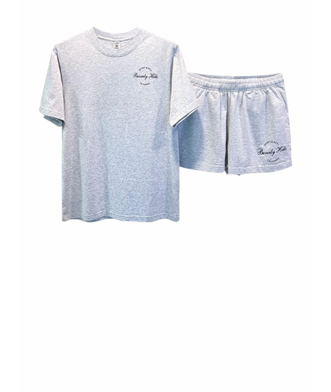 SPORTY AND RICH Серая хлопковая футболка, фото 1