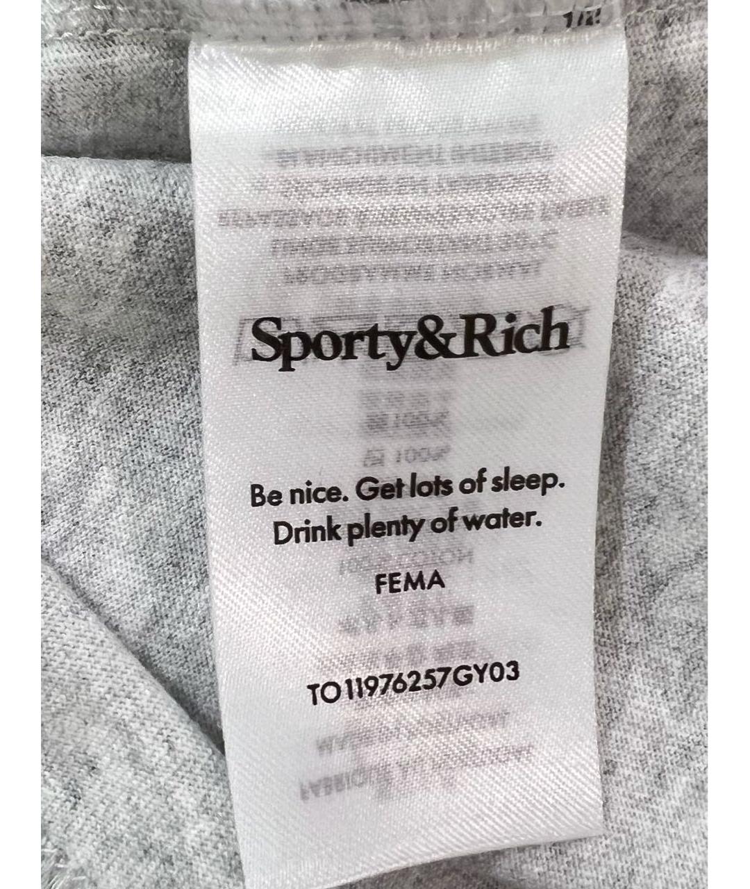 SPORTY AND RICH Серая хлопковая футболка, фото 7