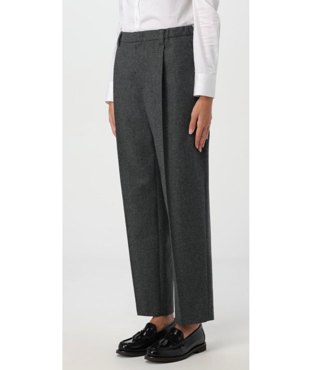 BRUNELLO CUCINELLI Антрацитовые шерстяные прямые брюки, фото 3