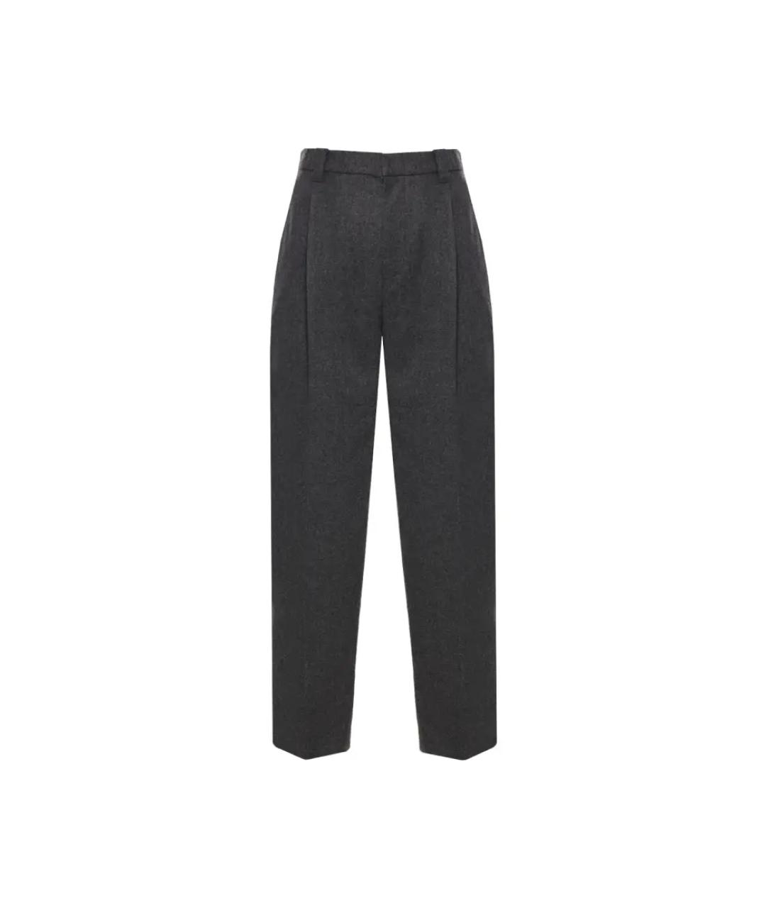 BRUNELLO CUCINELLI Антрацитовые шерстяные прямые брюки, фото 1