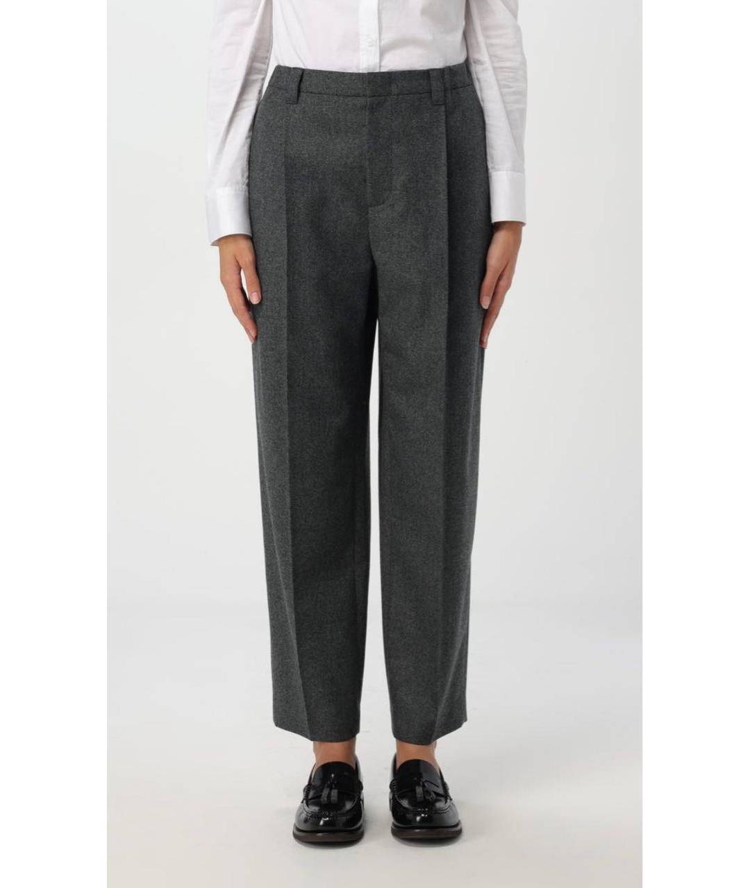 BRUNELLO CUCINELLI Антрацитовые шерстяные прямые брюки, фото 2