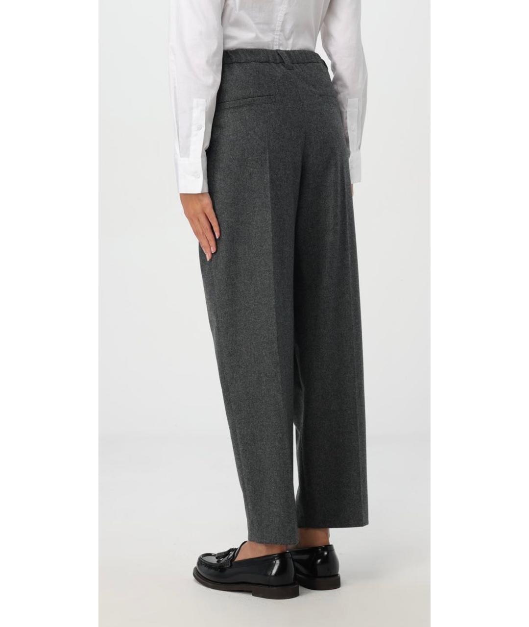BRUNELLO CUCINELLI Антрацитовые шерстяные прямые брюки, фото 4