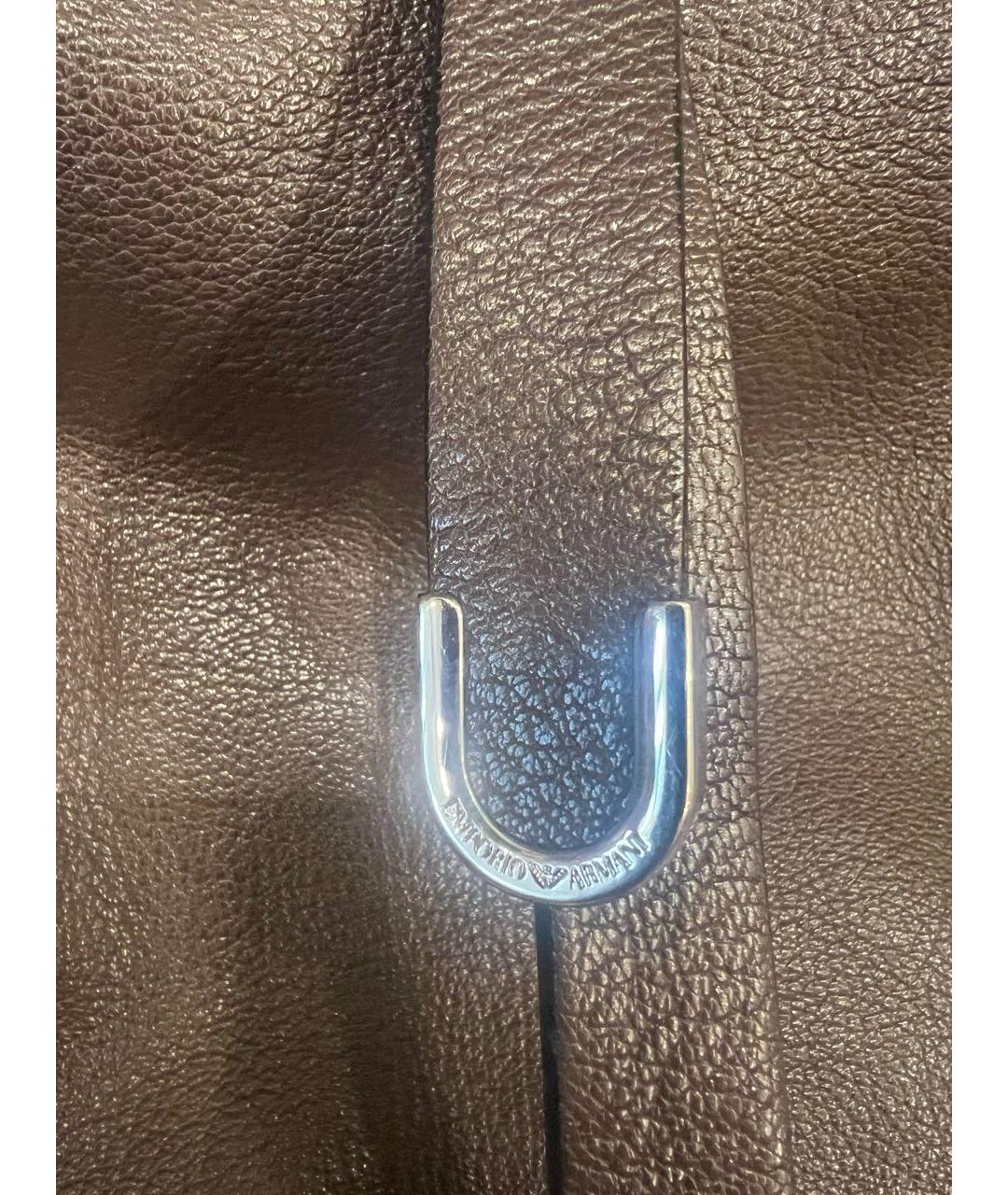 EMPORIO ARMANI Коричневая кожаная сумка с короткими ручками, фото 3