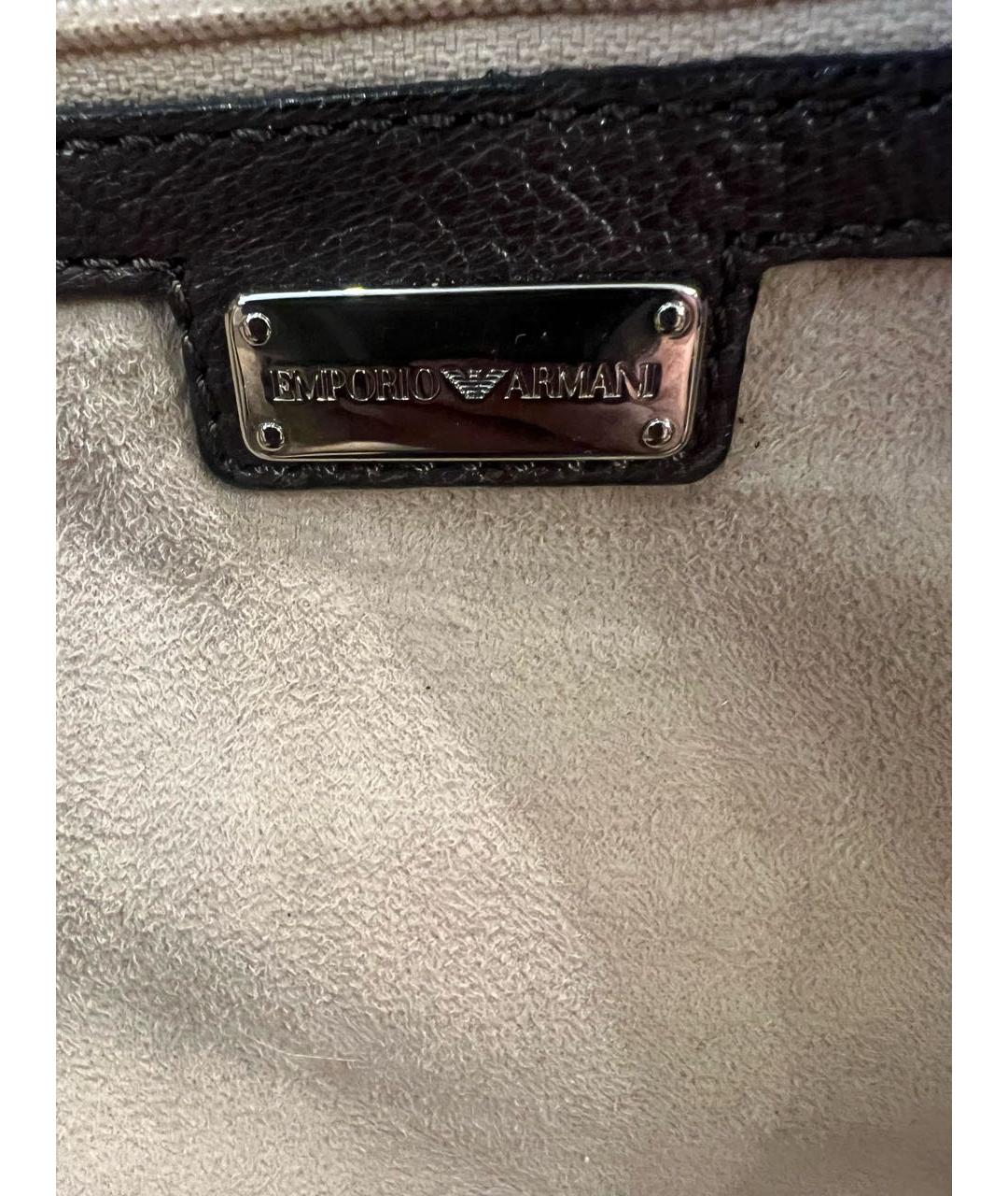 EMPORIO ARMANI Коричневая кожаная сумка с короткими ручками, фото 5