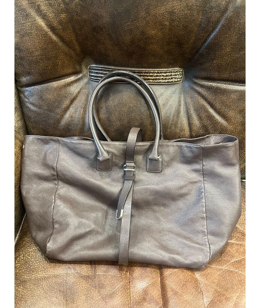 EMPORIO ARMANI Коричневая кожаная сумка с короткими ручками, фото 6