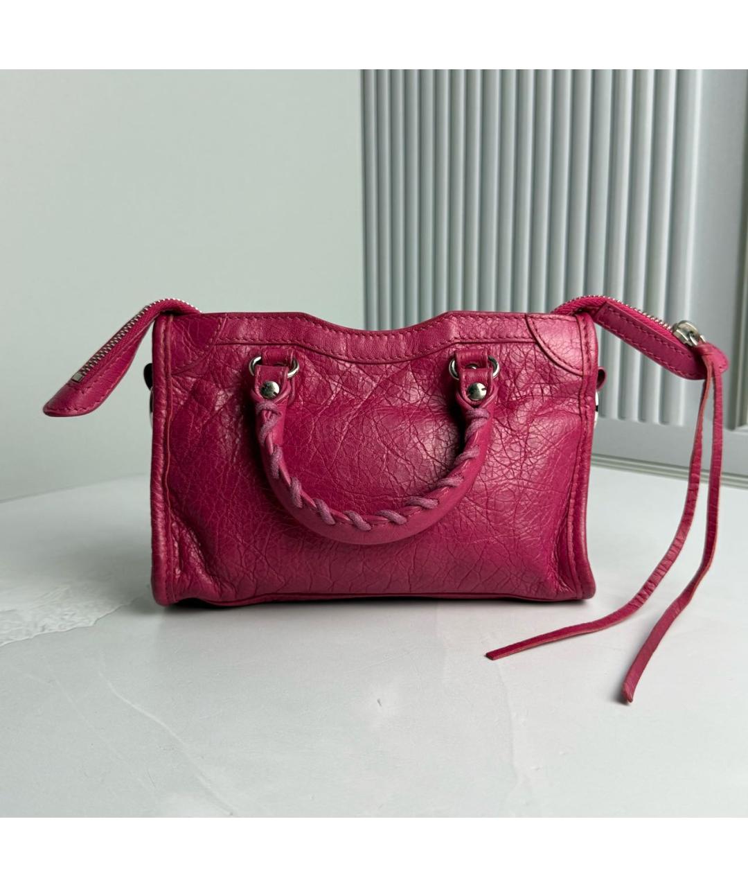 BALENCIAGA Розовая кожаная сумка с короткими ручками, фото 3