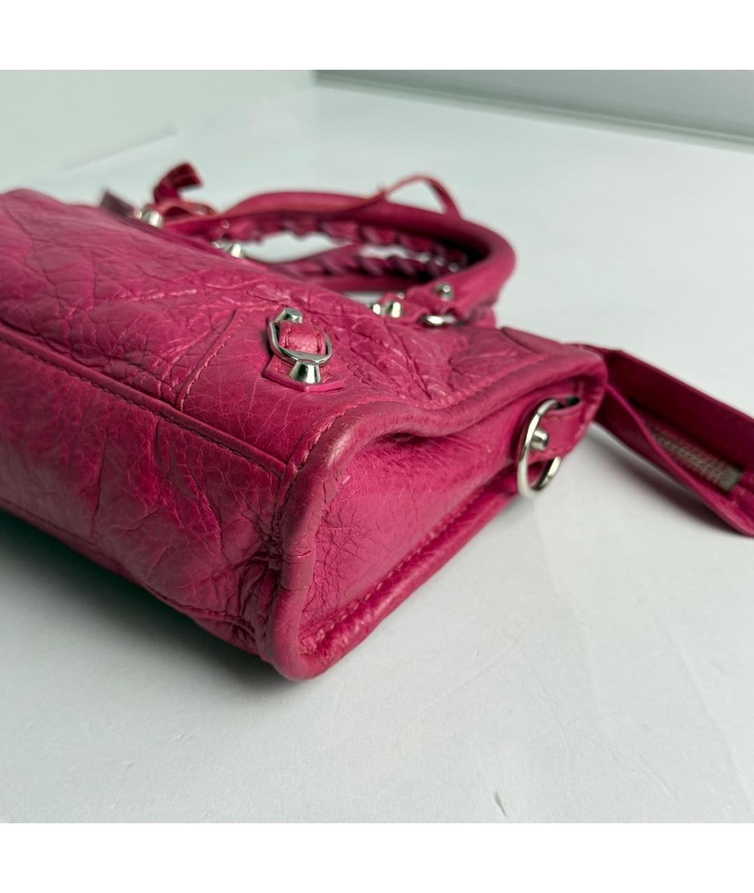 BALENCIAGA Розовая кожаная сумка с короткими ручками, фото 6