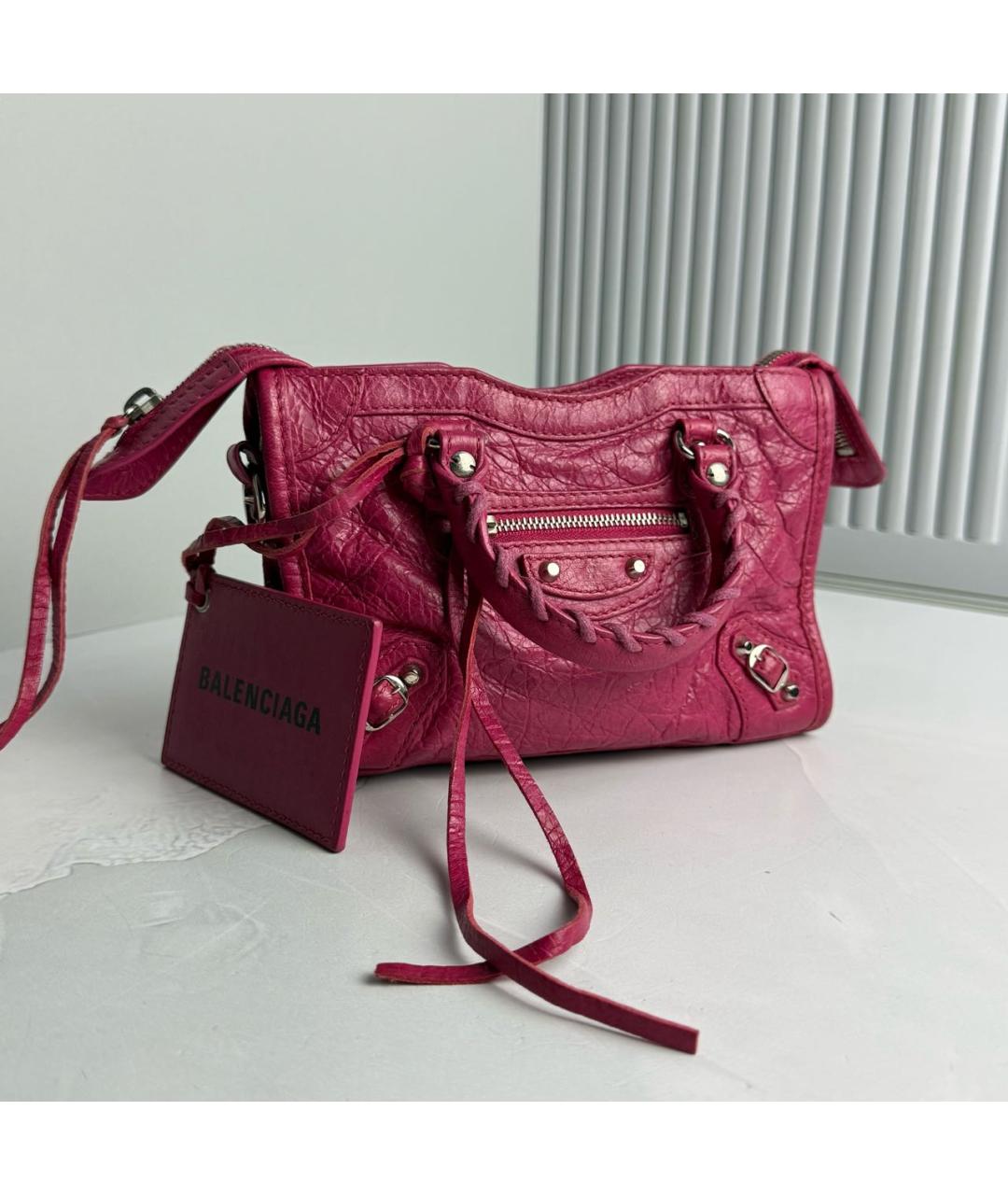 BALENCIAGA Розовая кожаная сумка с короткими ручками, фото 2