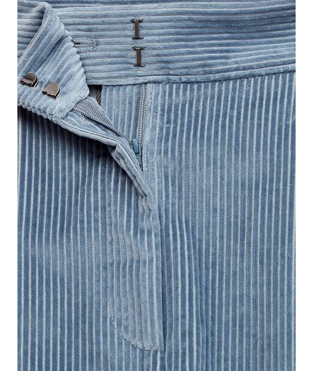 BRUNELLO CUCINELLI Бирюзовые хлопковые прямые брюки, фото 6