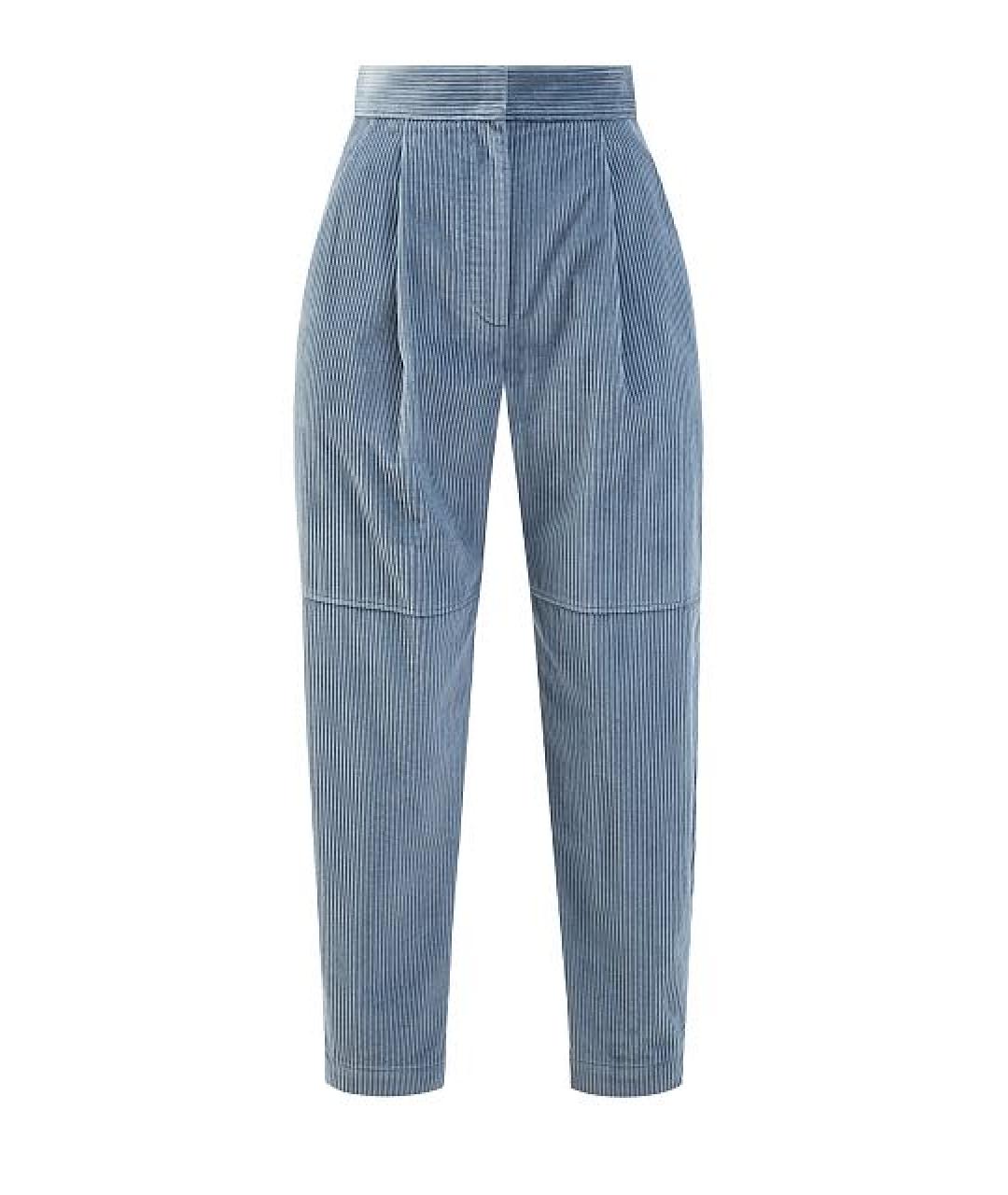 BRUNELLO CUCINELLI Бирюзовые хлопковые прямые брюки, фото 1