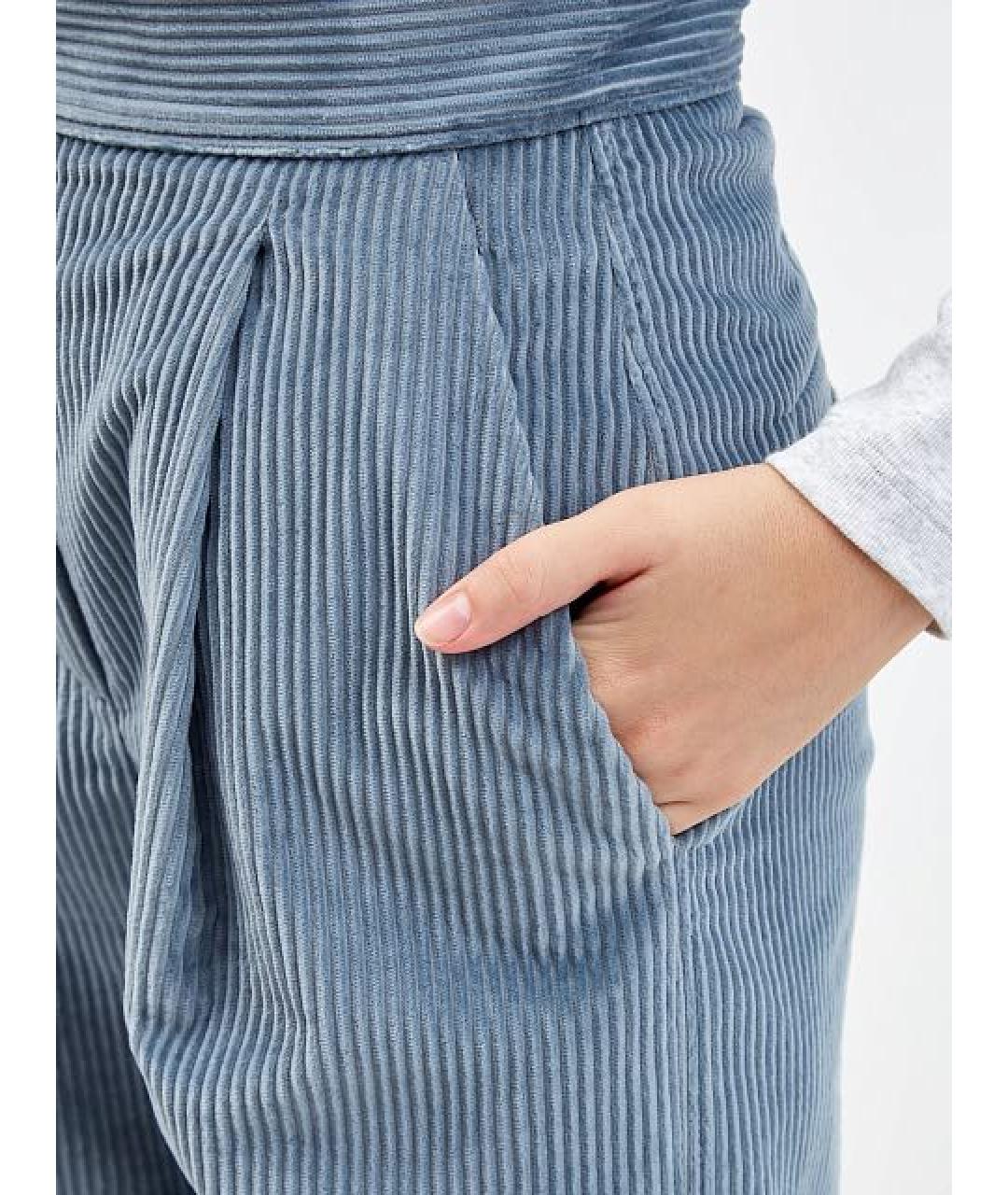 BRUNELLO CUCINELLI Бирюзовые хлопковые прямые брюки, фото 4