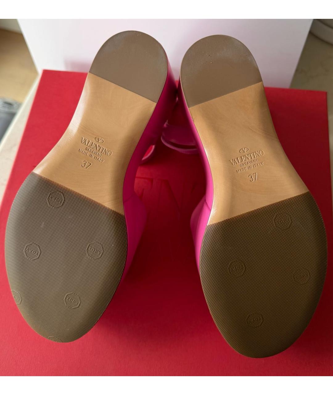 VALENTINO Розовые кожаные босоножки, фото 6