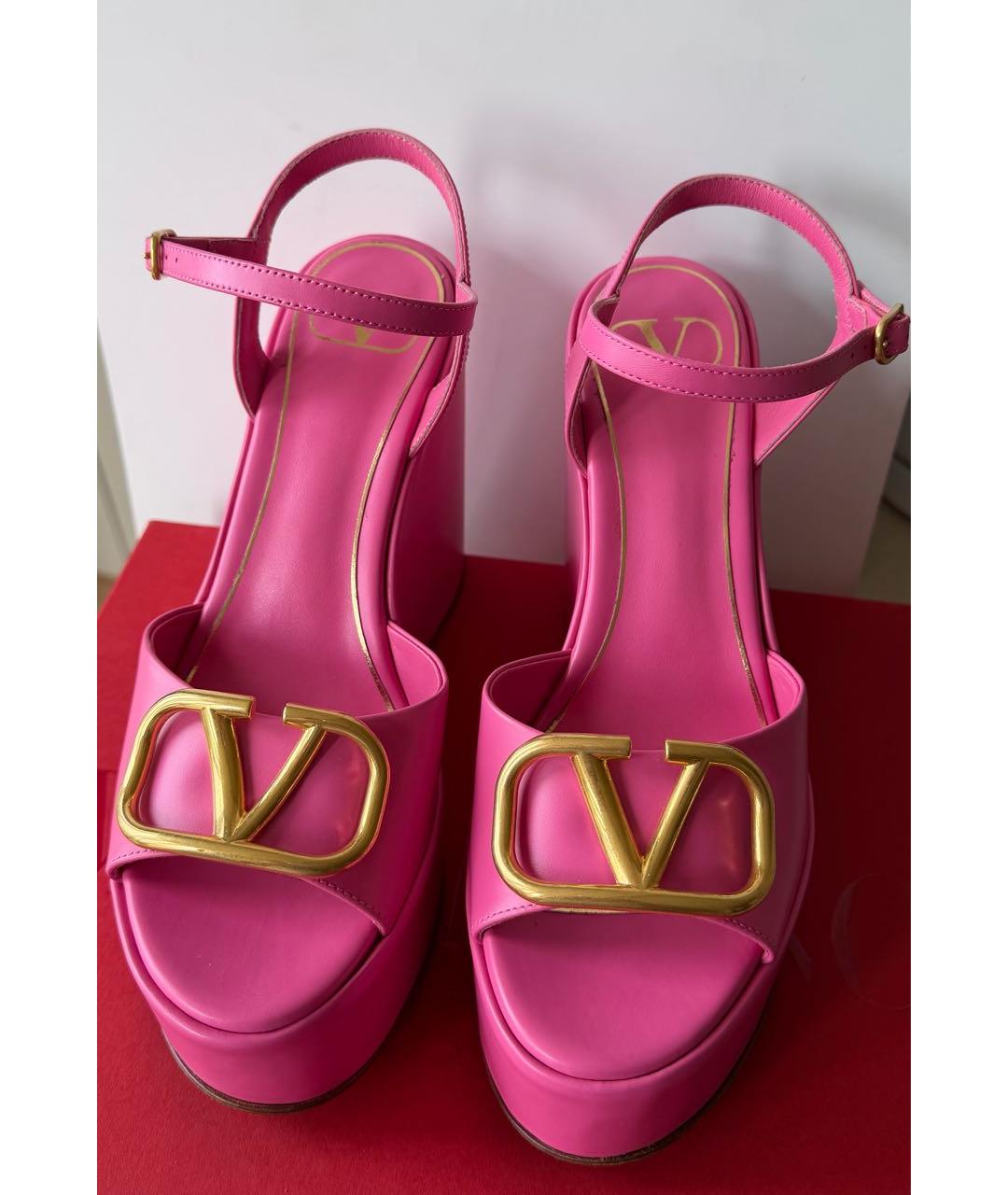VALENTINO Розовые кожаные босоножки, фото 4