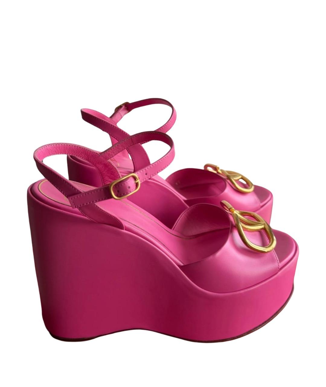 VALENTINO Розовые кожаные босоножки, фото 1