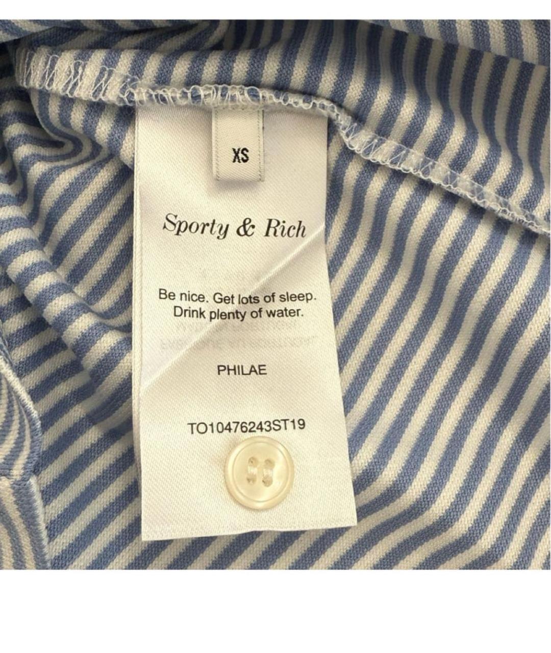SPORTY AND RICH Голубая хлопковая футболка, фото 5
