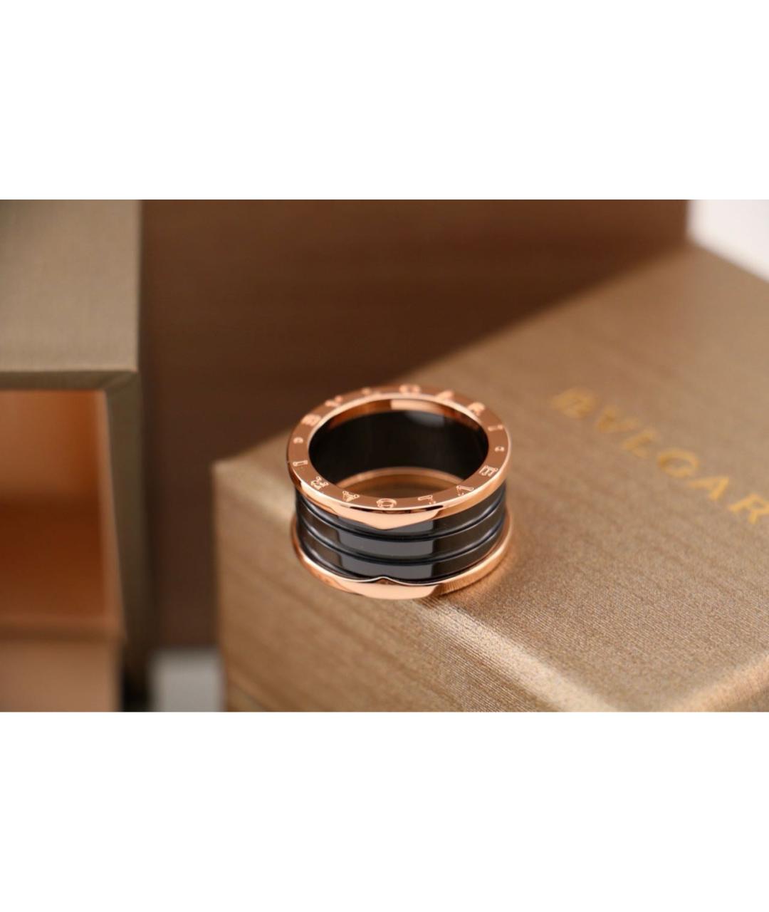 BVLGARI Черное кольцо из розового золота, фото 2