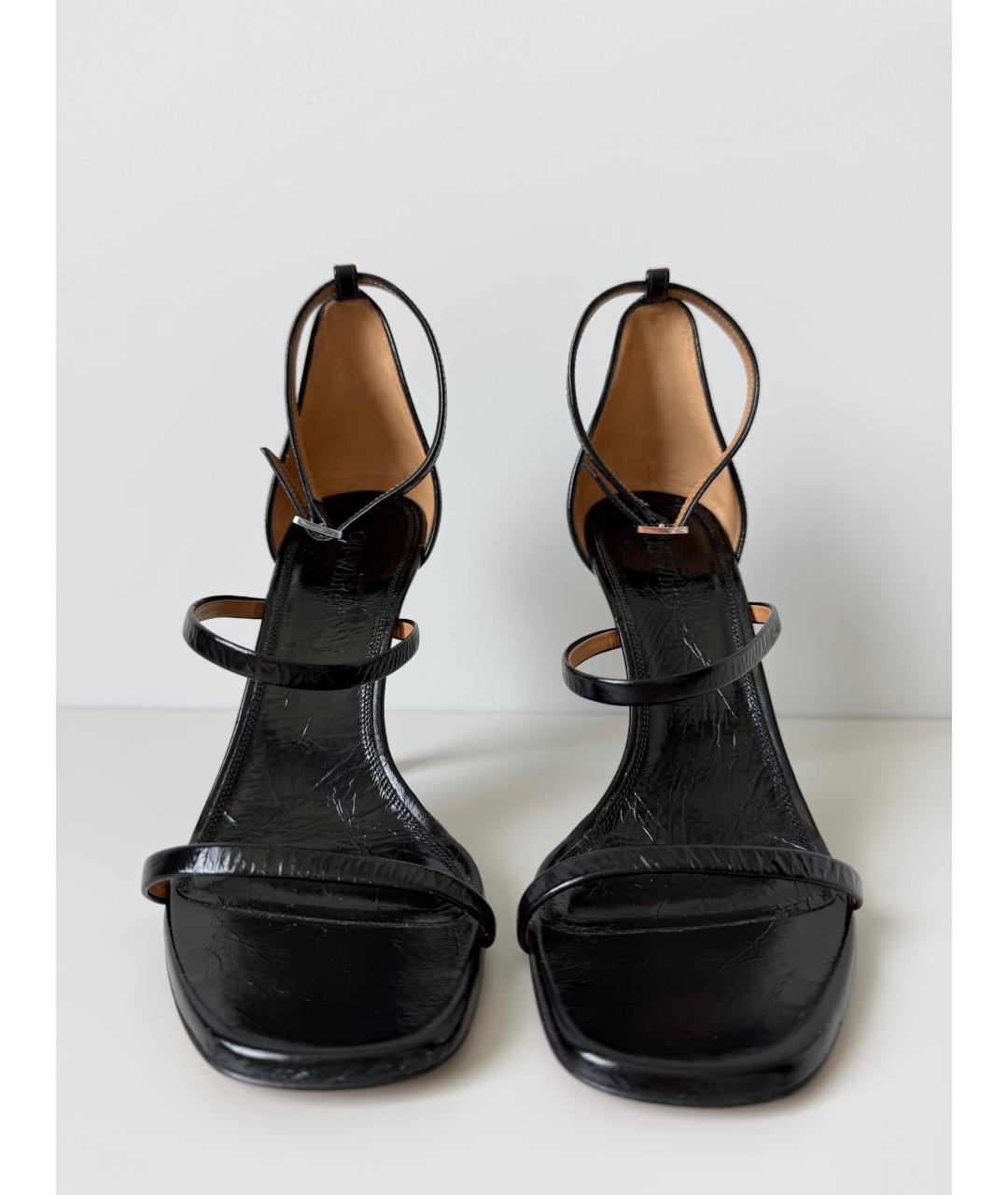 OFF-WHITE Черные кожаные босоножки, фото 3