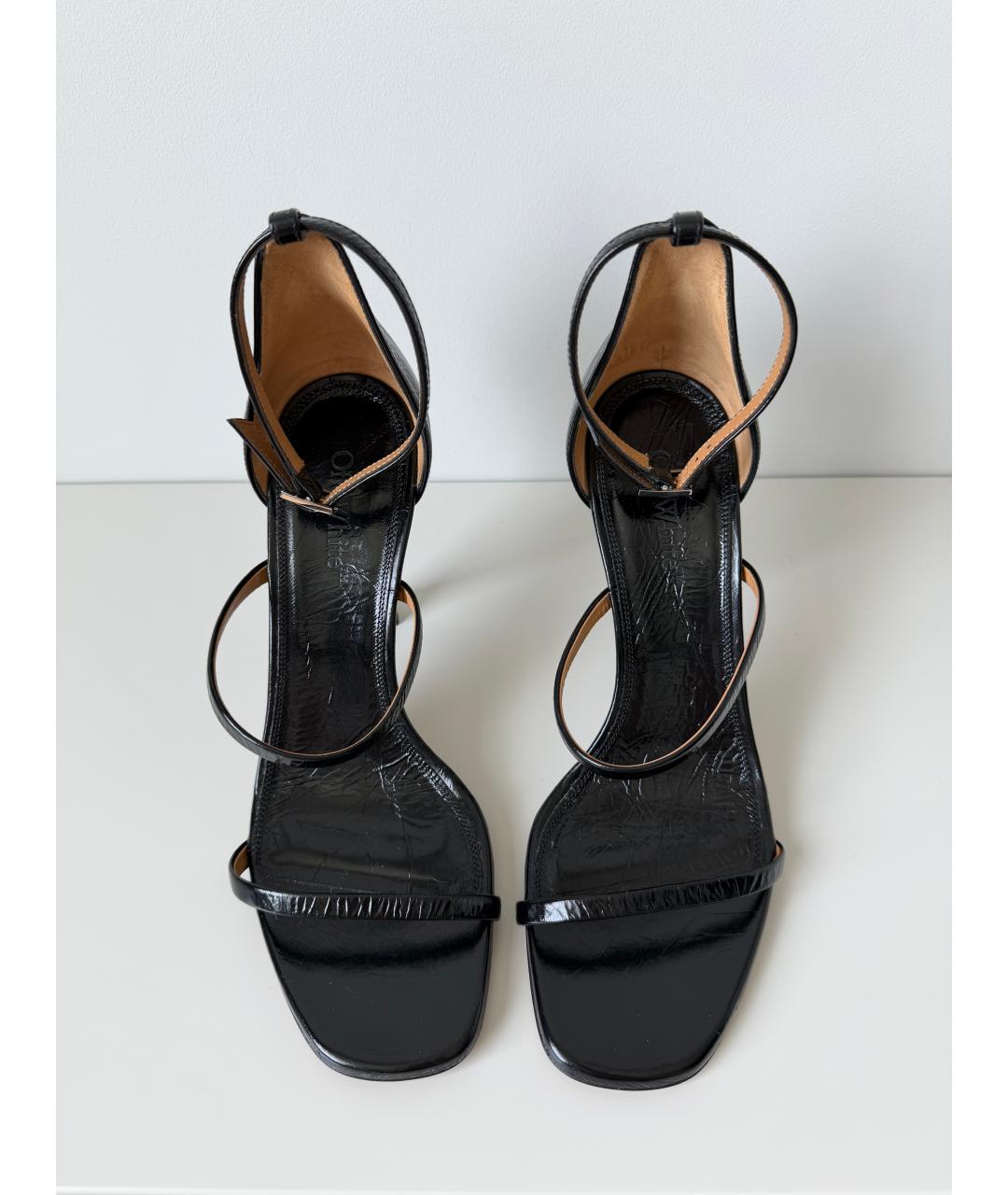 OFF-WHITE Черные кожаные босоножки, фото 2