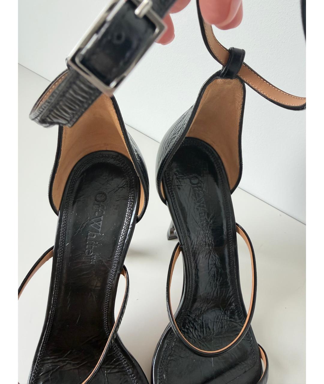 OFF-WHITE Черные кожаные босоножки, фото 8