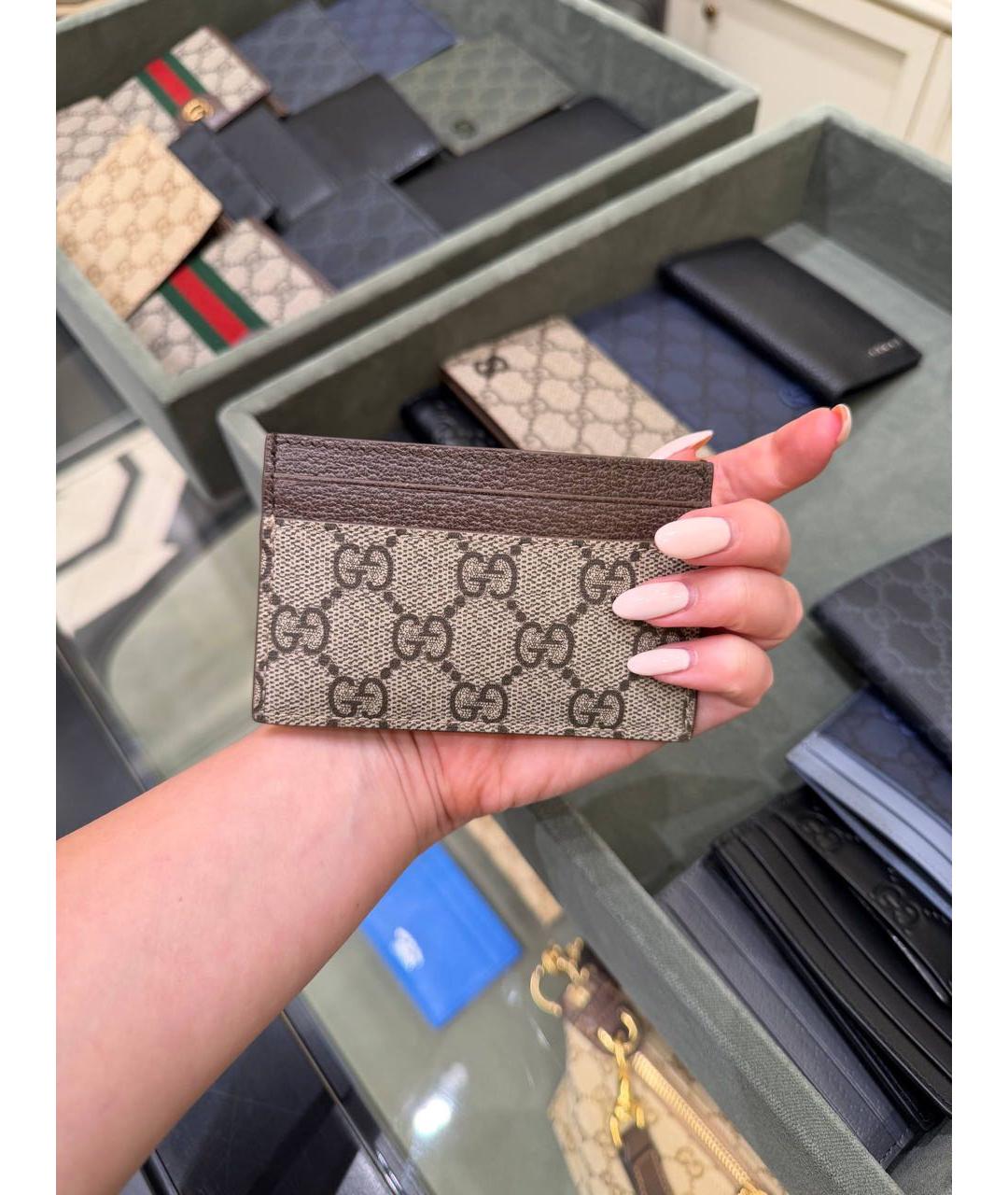 GUCCI Коричневый кожаный кардхолдер, фото 2
