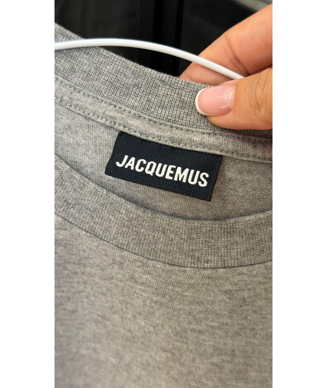 JACQUEMUS Серая хлопковая футболка, фото 3