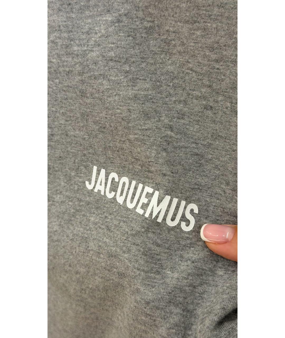 JACQUEMUS Серая хлопковая футболка, фото 4