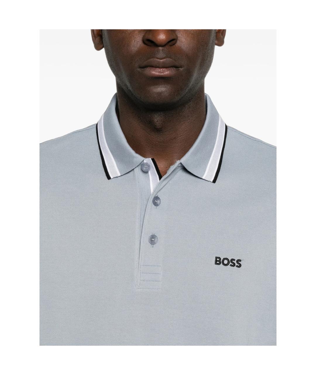 HUGO BOSS Серое хлопковое поло с коротким рукавом, фото 2