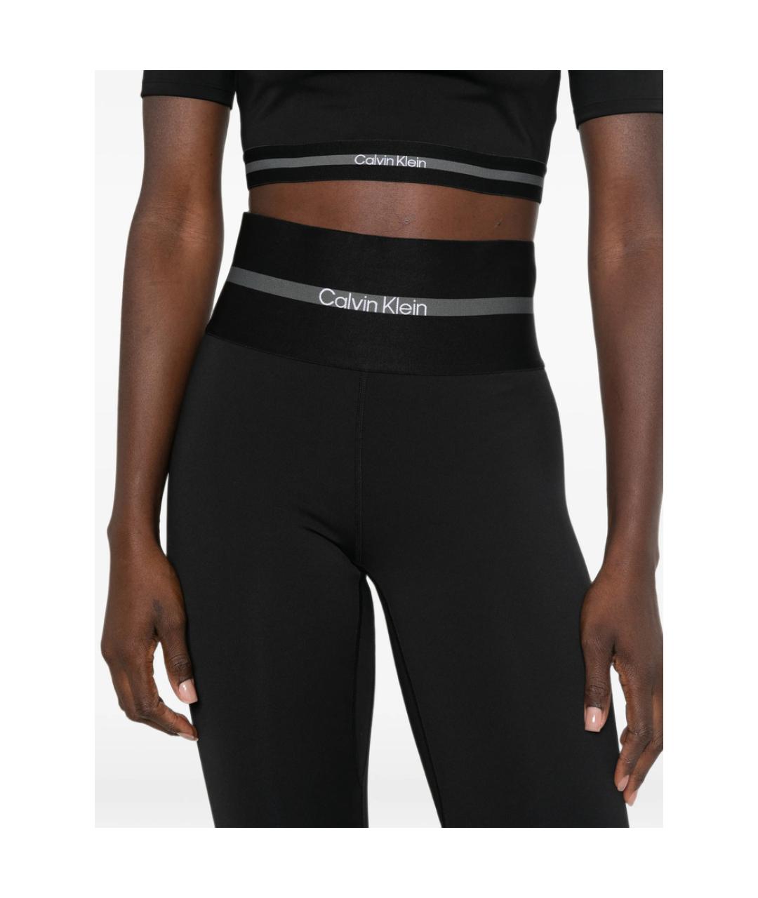 CALVIN KLEIN Черные полиэстеровые леггинсы и велосипедки, фото 2