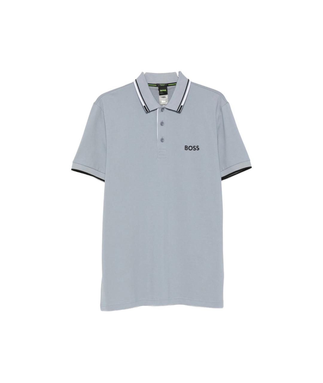 HUGO BOSS Голубое хлопковое поло с коротким рукавом, фото 1