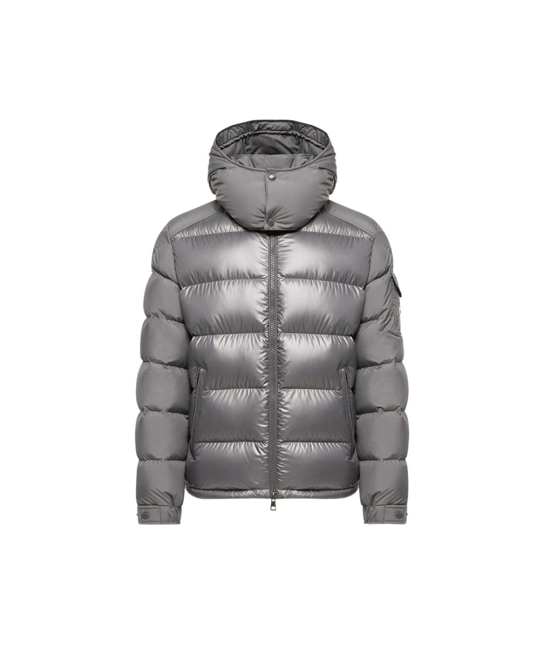 MONCLER Серый полиэстеровый пуховик, фото 1