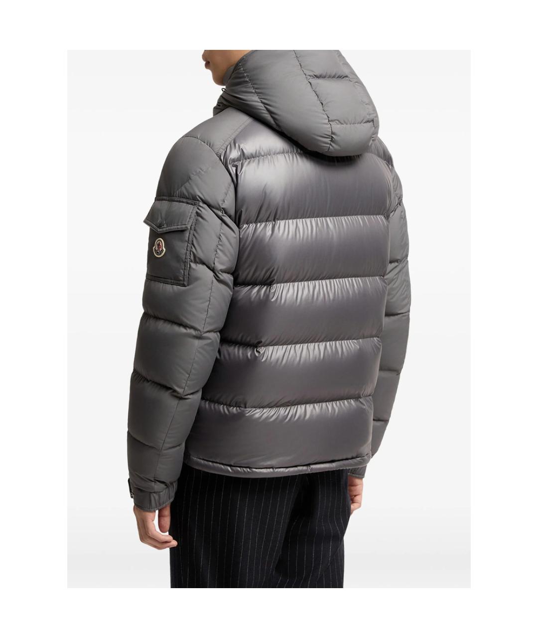 MONCLER Серый полиэстеровый пуховик, фото 2