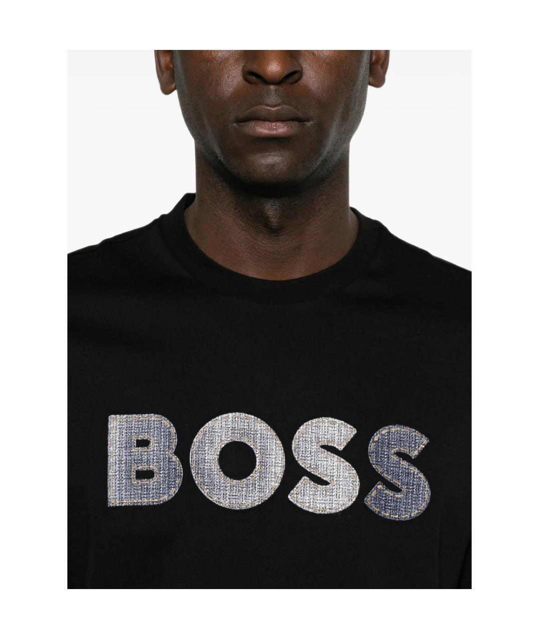 HUGO BOSS Черная хлопковая футболка, фото 2