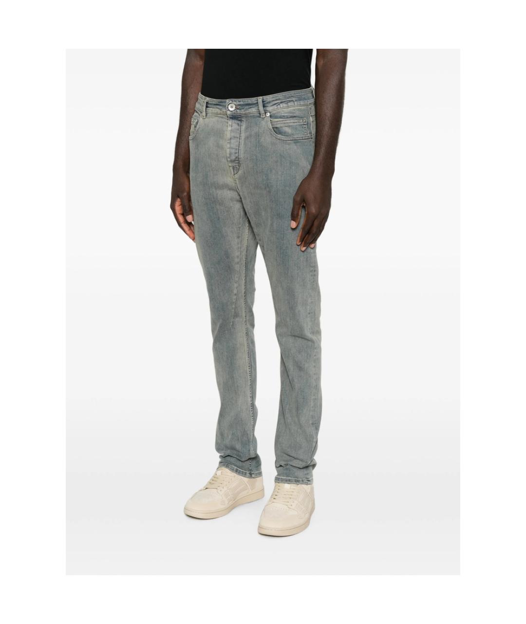 RICK OWENS DRKSHDW Синие хлопко-полиэстеровые джинсы скинни, фото 3